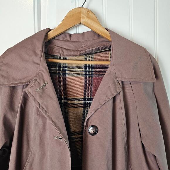 Vintage Rose Pink Trench Coat Womens Size XL Long 80s Retro Barbie Glam Rock - Picture 6 of 12